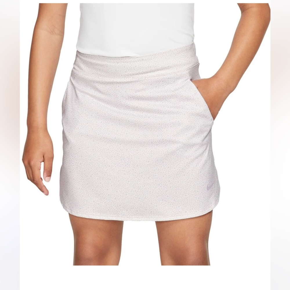 Nike Lavender Ivory Print Lined Skirt Golf Tennis Dri-Fit